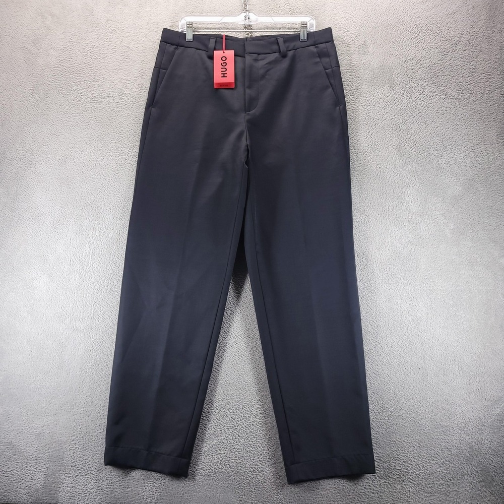 Hugo Pants Mens 34x30 Gray Slim Fit Wool Dress Trousers Formal Office